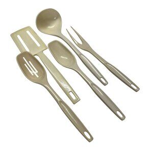 Vintage Foley Plastic Kitchen Utensil Set Ladle Spoons Slotted Spatula & Fork